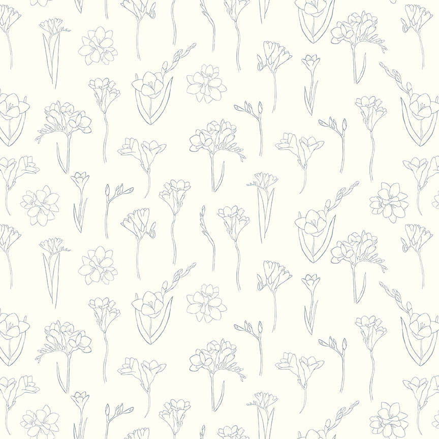 South Hill Freesias in Cream by the 1/2 yard