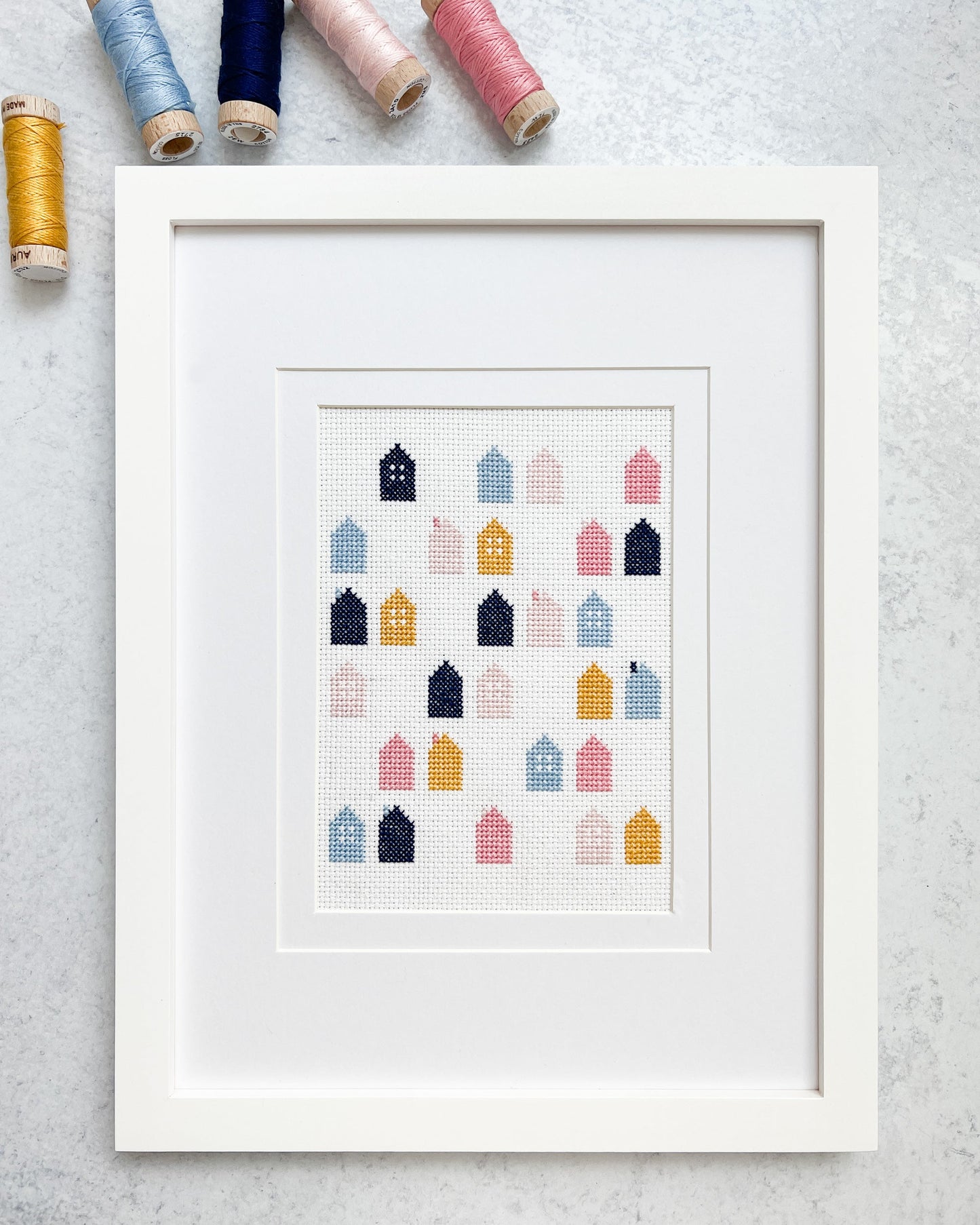 Cozy Village Cross Stitch Pattern - Set of 5