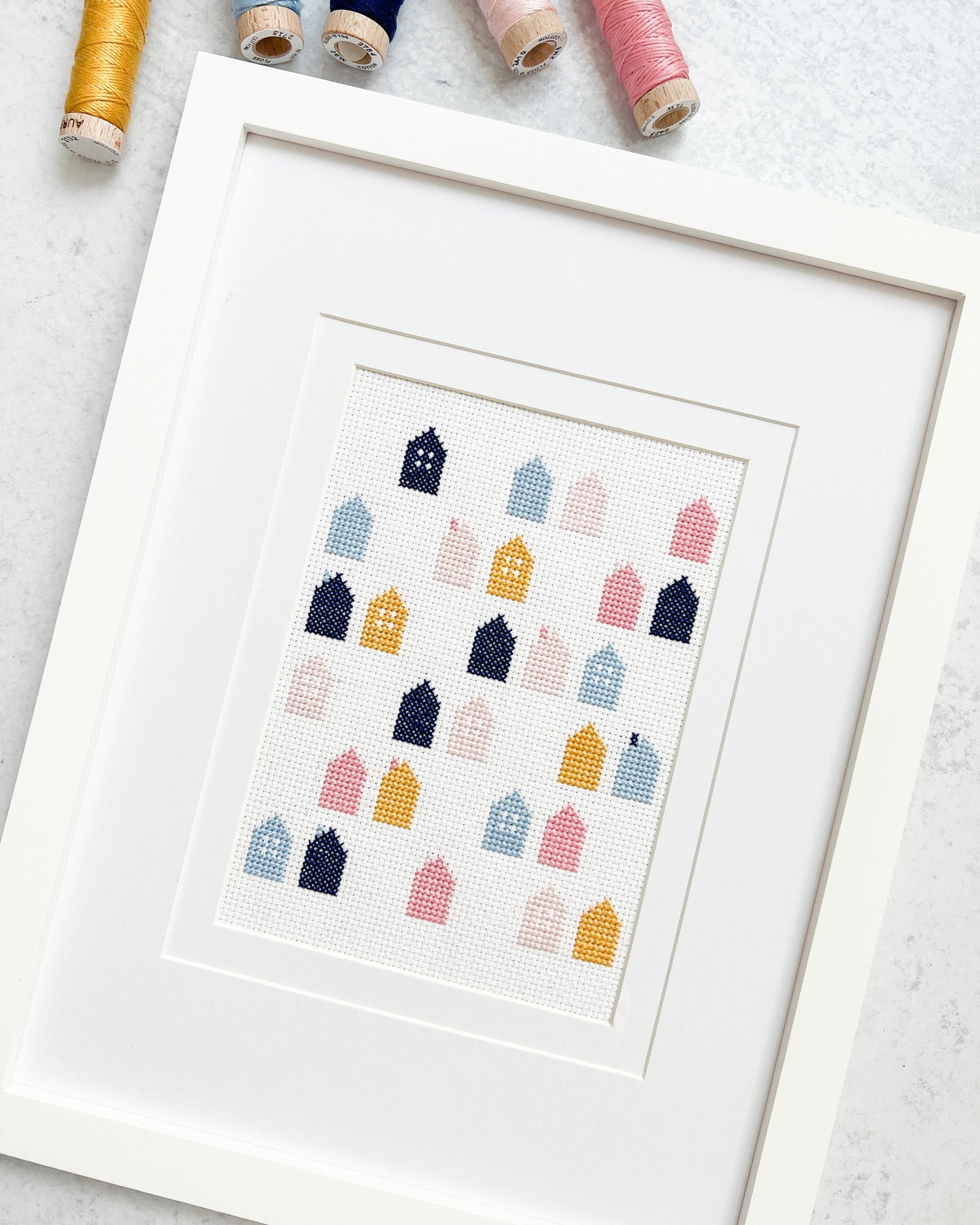 Cozy Village Cross Stitch Pattern - Set of 5