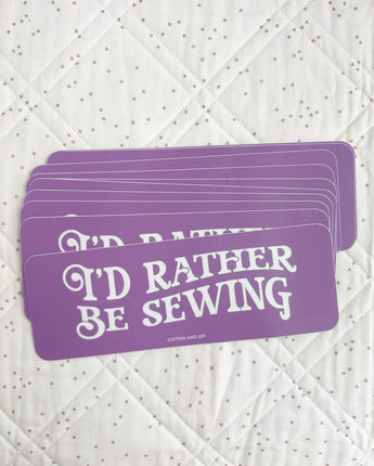 I'd Rather Be Sewing Bumper Sticker