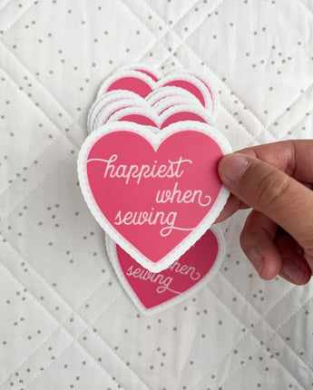 Happiest When Sewing Sticker