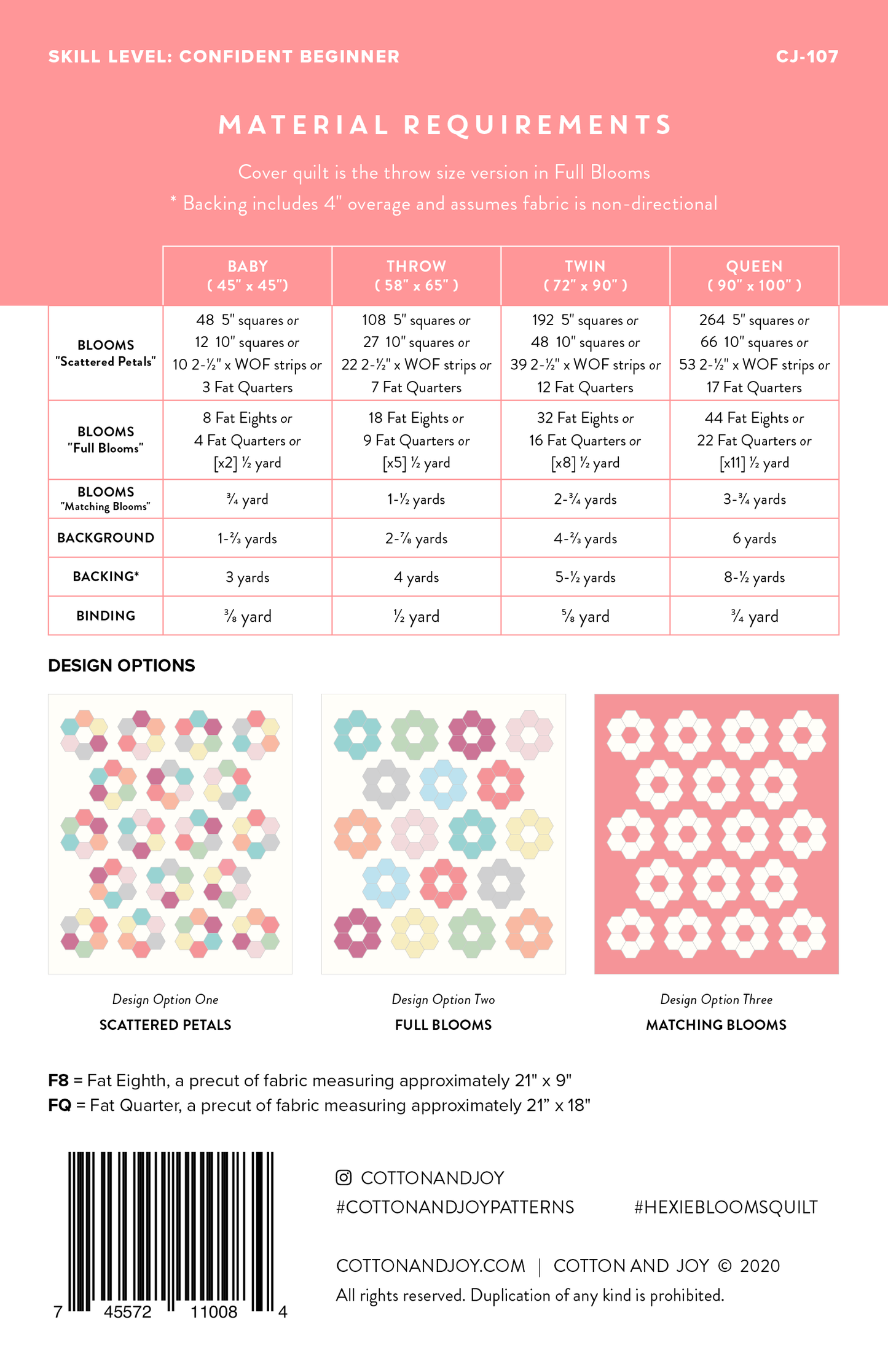 Hexie Blooms Quilt - Set of 5