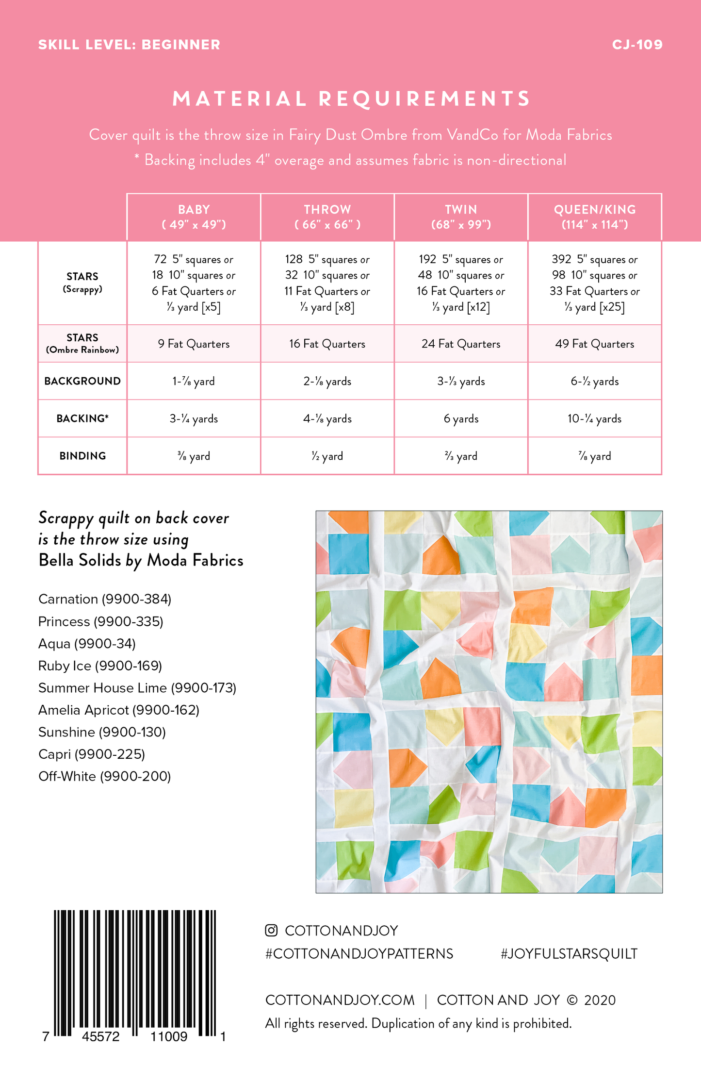 Joyful Stars Quilt - Set of 5