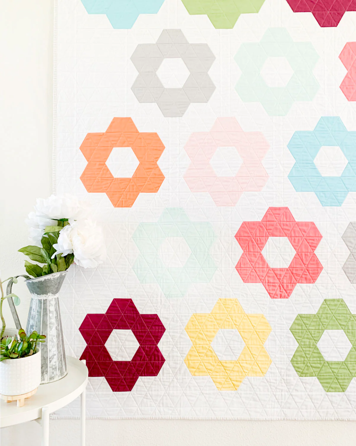 Hexie Blooms Quilt - Set of 5