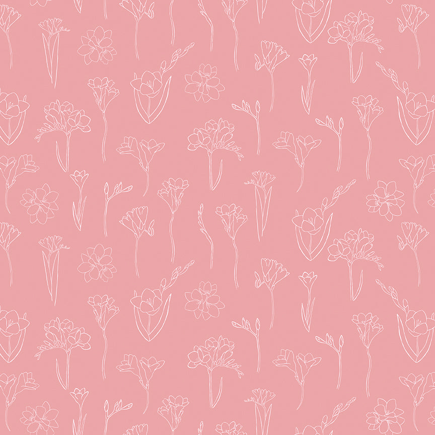 South Hill Freesias in Rose Pink by the 1/2 yard