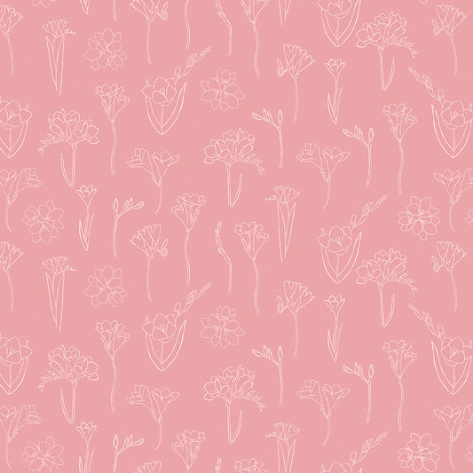 South Hill Freesias in Rose Pink by the 1/2 yard