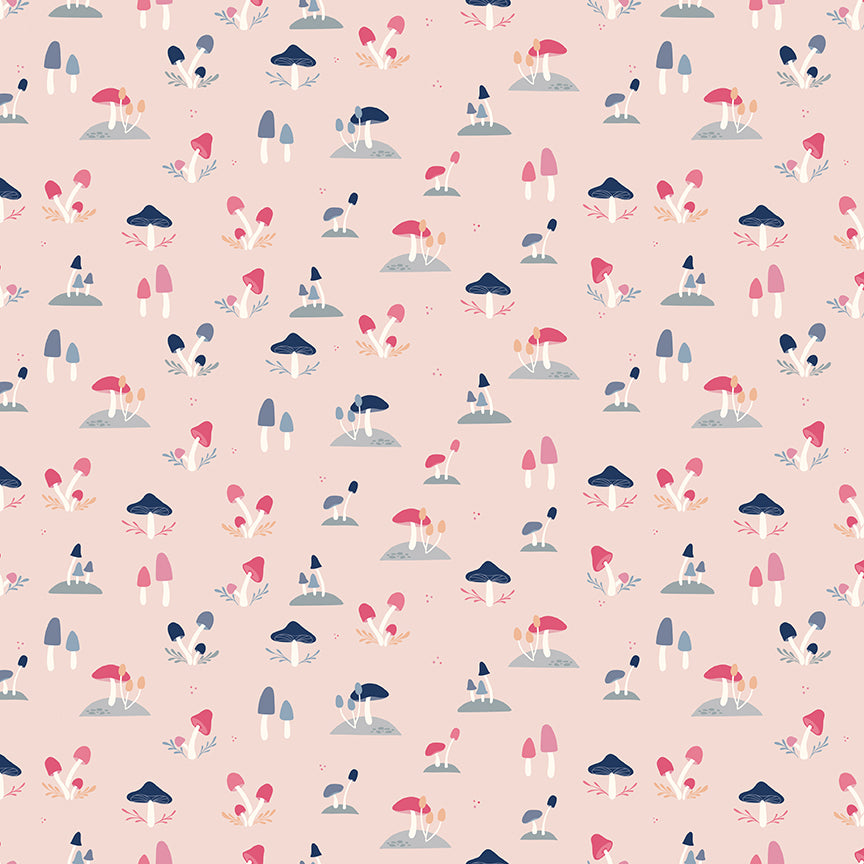 South Hill Toadstools in Blush by the 1/2 yard