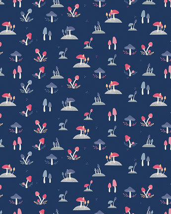 South Hill Toadstools in Navy by the 1/2 yard