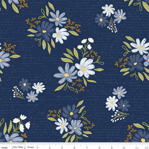 Between the Pages - Main in Navy by the 1/2 yard