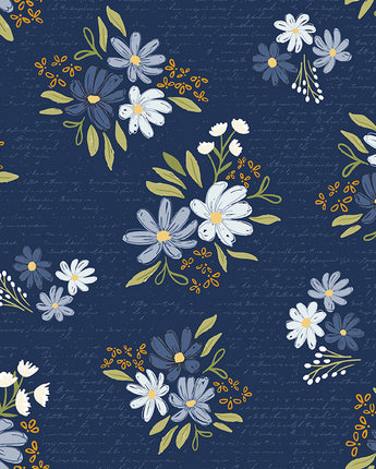 Between the Pages - Main in Navy by the 1/2 yard