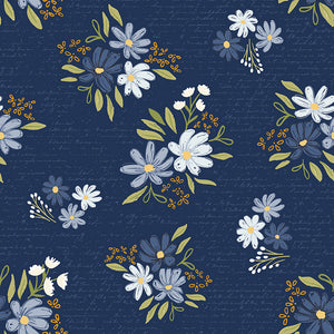 Between the Pages - Main in Navy by the 1/2 yard