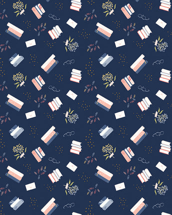 Between the Pages - Bookish Life in Navy by the 1/2 yard