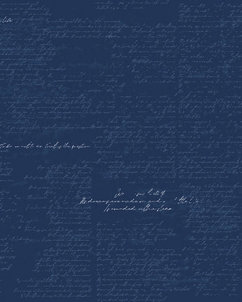 Between the Pages - Manuscript in Navy by the 1/2 yard