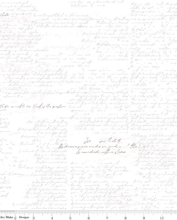 Between the Pages - Manuscript in White by the 1/2 yard