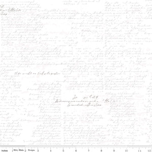 Between the Pages - Manuscript in White by the 1/2 yard
