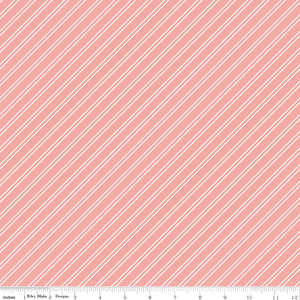 Between the Pages - Stripes in Coral by the 1/2 yard
