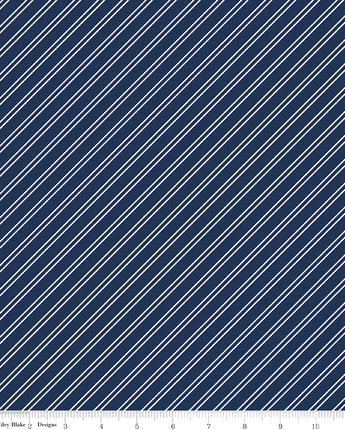 Between the Pages - Stripes in Navy by the 1/2 yard