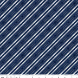Between the Pages - Stripes in Navy by the 1/2 yard
