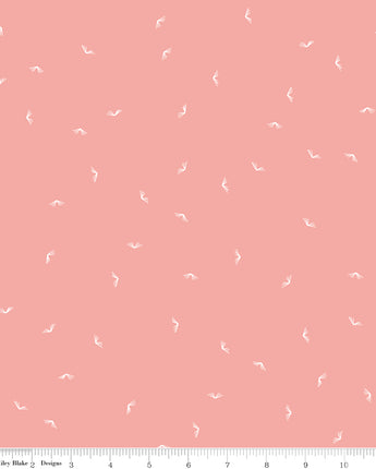 Between the Pages - Open Book in Coral by the 1/2 yard