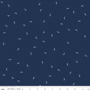Between the Pages - Open Book in Navy by the 1/2 yard