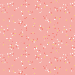 Between the Pages - Flowers in Coral by the 1/2 yard