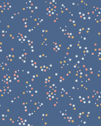 Between the Pages - Flowers in Denim by the 1/2 yard