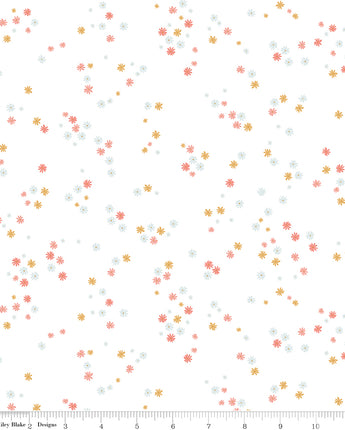 Between the Pages - Flowers in White by the 1/2 yard