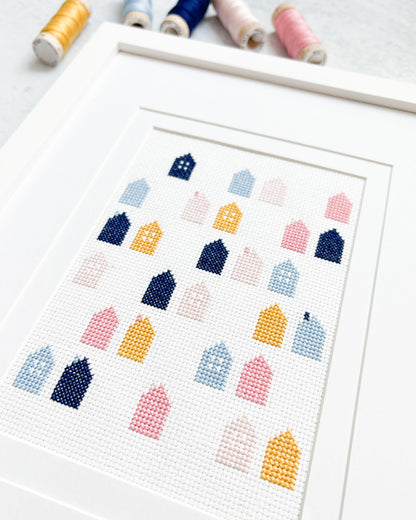 Cozy Village Cross Stitch Pattern - Set of 5