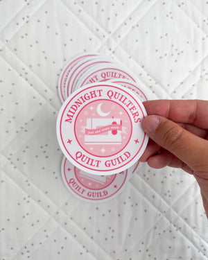 Midnight Quilters Guild Sticker - Pink
