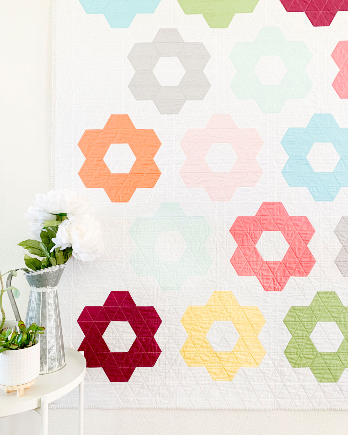 Hexie Blooms Quilt Pattern (Download)